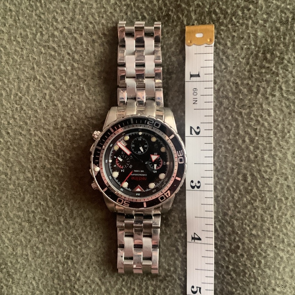 EUC Redline silver and black men’s watch. Red accents. See pictures for size. - Picture 5 of 12